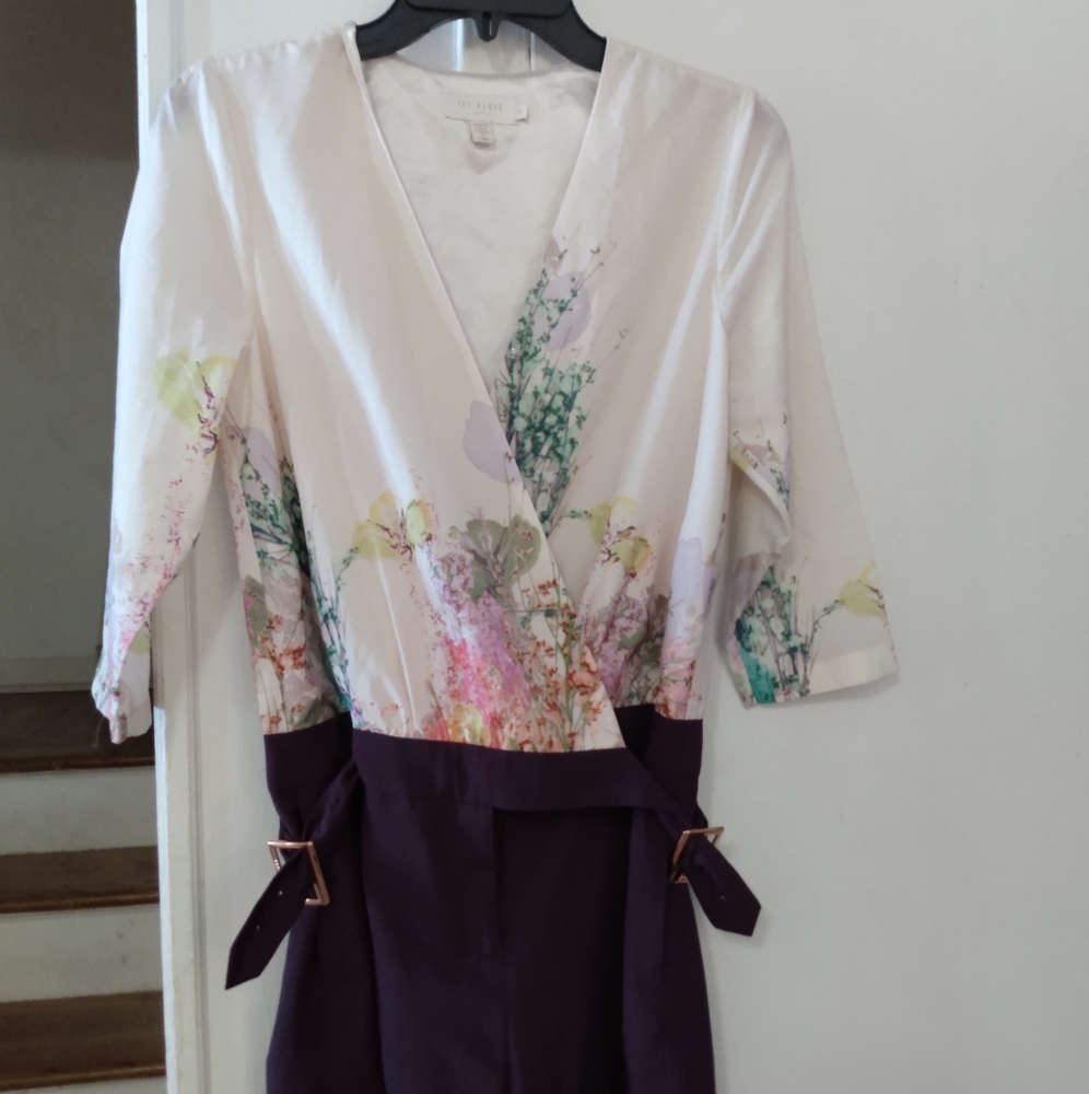 Ted Baker London Floral Jumpsuit - White and Purple